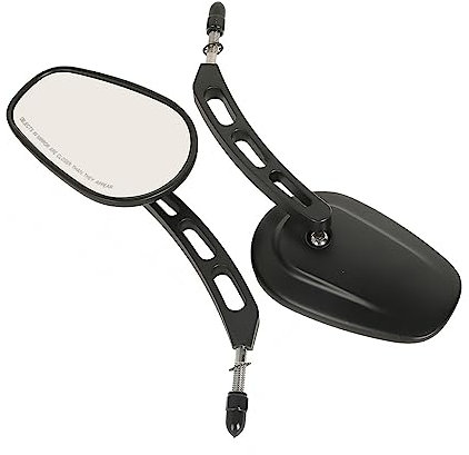 XMT-MOTOR Moto 8mm Rétroviseur Adapté pour Harley Davidson Touring Softail FL Dyna Sportster 883 Noir mat