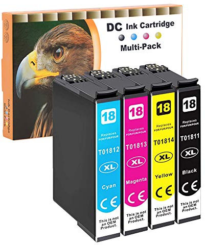 4er Set D&C Druckerpatronen kompatibel zu Epson T-1811 T-1812 T-1813 T-1814 Expression Home XP-310 XP-312 XP-313 XP-315 XP-320 XP-322 XP-325 XP-33 XP-400 XP-402 XP-405 XP-405 XP-410 XP-412 XP-413