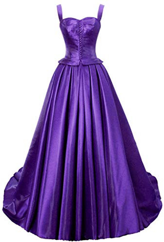 Vantexi - Vestito da Donna Vestiti Cerimonia con Spalline Spaghetti, in Raso, Stile Vintage Lilla 60