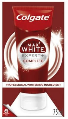 Colgate Max White Expert + Complete Whitening Toothpaste 75ml | Helps remove years of yellowing* on your teeth | Instantly* whitens teeth | Enamel safe | Stain prevention | For daily use