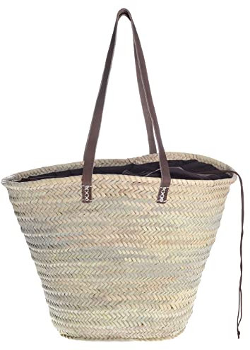 Afrikan Bags - Bolso Capazo de Palma| Bolso de Palma de Base Oval con Asa Bandolera y Cierre Ajustable - 48 x 32 x 30 cm (medidas aproximadas)