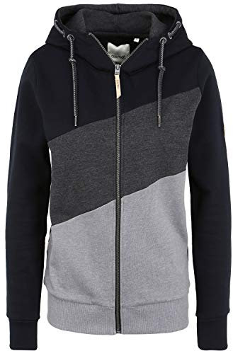 OXMO Aggi Damen Sweatjacke Kapuzenjacke Hoodie mit Kapuze, Größe:S, Farbe:Black (194007)