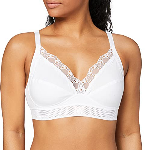 Playtex Soutien-Gorge Sans Armatures Feel Good Support En Coton Bio Femme x1, Blanc, 95E