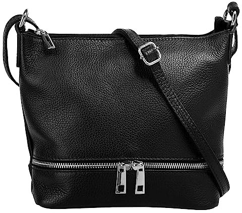 Cluty Umhängetasche echt Leder Damen | Made in Italy, verstellbarer Schultergurt, Handtasche mit Reißverschlüssen, verstärkter Boden | 020960