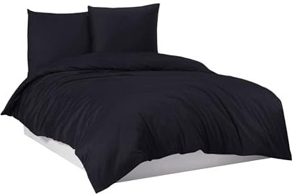 Mixibaby Bettwäsche Bettgarnitur Bettbezug 100% Baumwolle 135x200 155x220 200x220 200x200, Farbe:Schwarz, Größe:200 x 220 cm