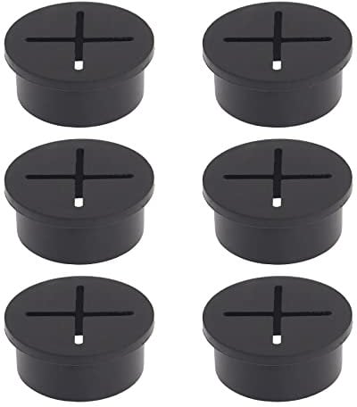 DBOO 6 Pcs Flexible Desk Hole Grommet 25mm / 1 Inch Black Cable Cord Cover & Wire Organizer
