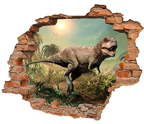 Wandtattoo - Wanddurchbruch mit Aussicht auf Tyrannosaurus Rex 90 x 74 cm (BxH) - Wandsticker