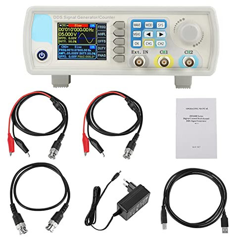 Contador Generador de Señal JDS6600 DDS, 15 MHz 30 MHz 40 MHz 50 MHz 60 MHz Generador de Función de Forma de Onda Arbitraria de Doble Canal Medidor de Frecuencia 266 MSa/s(Estándar europeo 15HZ)