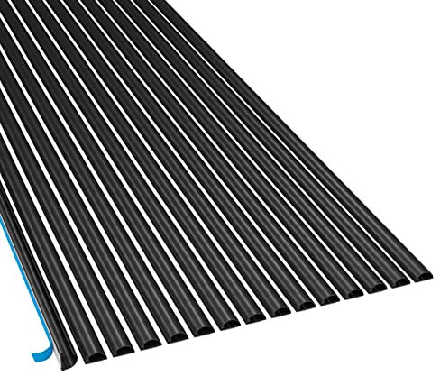 D-Line Micro Cable Trunking 2m 15-Pack, Self-Adhesive Cable Cover, Decorative Half Round Profile, Hinged Click-Lock Lid - 15x 16mm (W) x 8mm (H) x 2-meter Lengths (30-meter total coverage) - Black