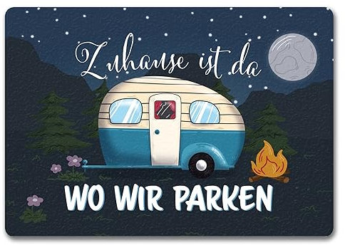 speecheese Zuhause ist da, wo wir parken Nachthimmel Fußmatte in 35x50 cm ohne Rand mit Camper-Motiv EIN farbenfroher Fußabtreter als hübsche Geschenkidee für Camping-Begeisterte in jeder