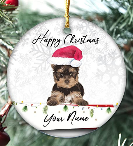 Handmade personalised Dogs Christmas Bauble Puppy Pet Xmas Gift Tree Decoration (Yorkshire terrier)