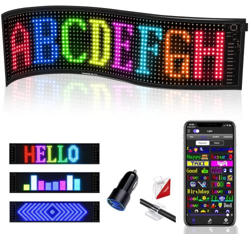 DIYOYOTM Flexo Letrero LED, Panel 47.5 X 12cm, Rótulo Programable, Personalizado para Decoración de Pared, Regalo Original, Bar, Fiesta, Navidad - Control Bluetooth USB y App