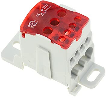 Una Morsettiera su Sei su sei Binari Morsettiera Scatola di Giunzione 1 in Molti fuori Scatola di Distribuzione su Guida DIN Connettore Universale Per Filo Elettrico (Rosso)