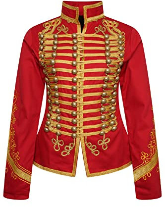 Ro Rox Adam Jacket Musique De Batteur De Fanfare Militaire Pour Femmes Festival Défilé, Rouge, S