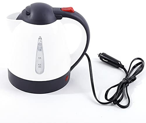 Boiling Hot Water Kettle Electric Automatic Shut Off,Portable Water Heater Boiler Stainless Steel Kettle Electric,Travel Coffee Tea Pot Electric Kettles,12v DC Cigarette Lighter,1000ml (White)