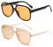 OSAGAMA Vintage Retro Sonnenbrille Gelb Getönte Brille für Damen Herren (Gelb+Beige)