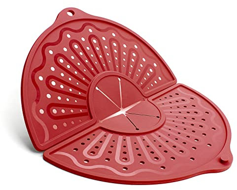 Silikon-Spritzschutz für 25.4, 27.9 und 30,5 cm Bratpfanne, faltbarer Spritzschutz, Mehrzweck-Fettspritzschutz/Untersetzermatte, 30.5 cm Antihaft-Ölspritzschutz, spülmaschinenfest, BPA-frei, Rot