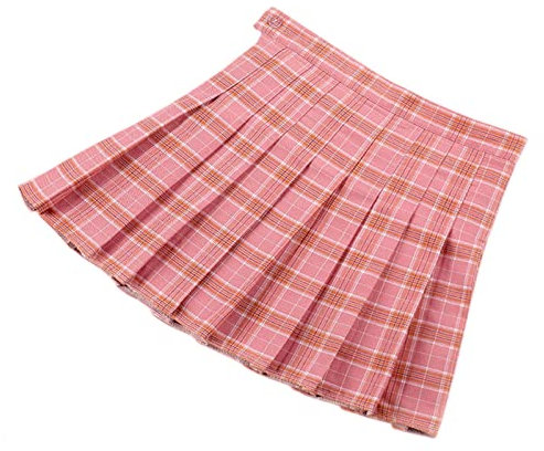 COTCLO Long Skirt Ladies Preppy Style Plaid Skirts School Uniforms Mini Cute Skirt Women Pleat Skirt-A-E,XXXL