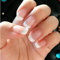 Cubahop 24pcs français court carré faux ongles nu faux ongles strass presser les ongles femmes et les filles (N2)