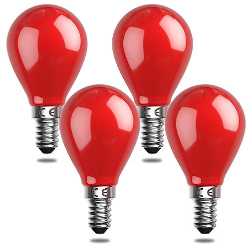 Bonlux E14 Rot Led Glühbirne,4w Rot Ballon Glühbirne,Fit für AC220-240v, Equal to 30w Rote Lampe, Halloween/Weihnachten/Festival Rotes Licht, Bar/Party Rotes Licht Glühbirne