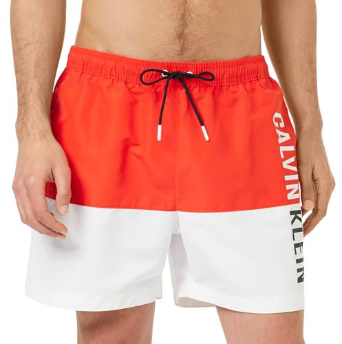Calvin Klein Short de Bain Homme Medium Drawstring Long, Rouge (Hot Heat), XXL