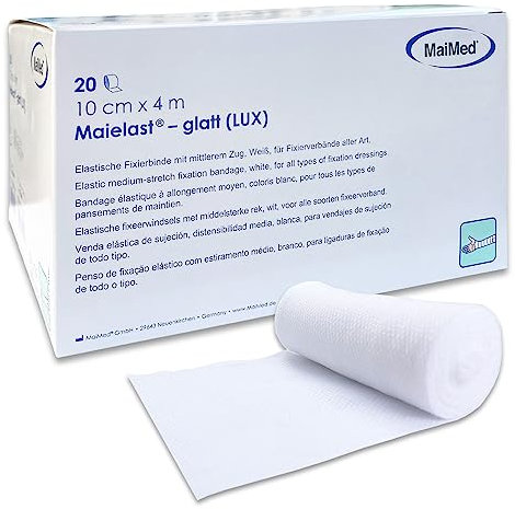 Mullbinden 10cm x 4m - 20 Stück Elastische Binde Fixierbinde - Latexfreies Verbandsmaterial - elastischer Verband mit 80% Dehnbarkeit