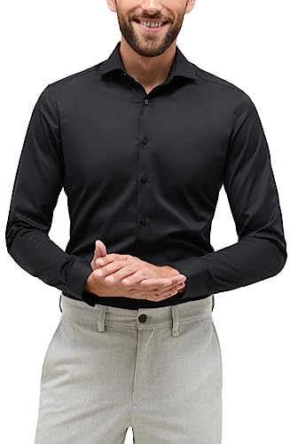 ETERNA Super Slim Cover Hemd Langarm Haifischkragen schwarz