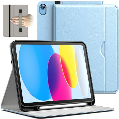 JETech Hülle für iPad (A16) 11./10. Generation (2025/2022), PU Leder Folio Schützende Tablet Cover Schutzhülle mit Stifthalter & Tasche, Multi-Winkel Ansehen (Blau)