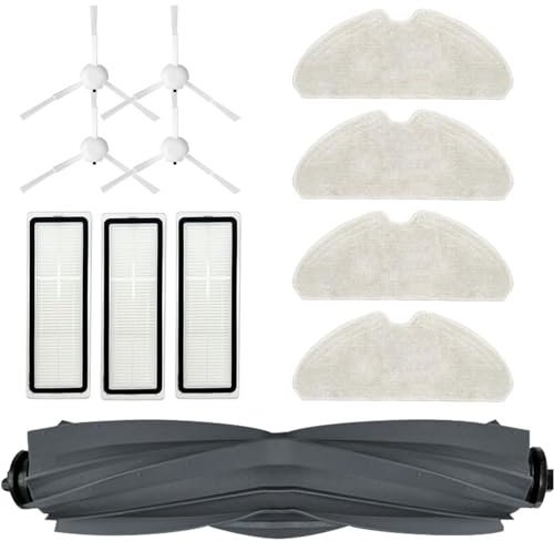 Waremax Kit d'accessoires de Rechange pour Aspirateur Robot Dreame D10s / Dreame D10s Pro, 1 Brosse Principale, 3 Filtres, 4 Brosses Latérales, 4 Chiffons de Vadrouille