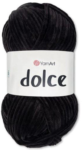 Frida's Wollhaus YarnArt 100 g Dolce Chenille Wolle Garn Stricken Häkeln Amigurumi 64 Farben (742 | Schwarz)