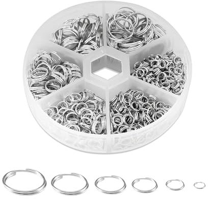 690Pcs Anillas para Llaveros,Anillo Llavero de Metal,Split Jump Ring con Doble Bucle Pequeños Anillos para Collares Pulseras Pendientes Manualidades Adornos y Artes de Bricolaje,Plata-4/5/6/8/10/12mm