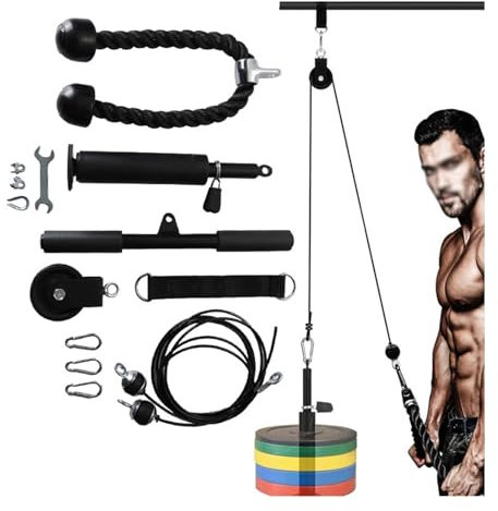 Fitness Cable Pulley System, Wall-Mounted Weight Pulley System with 360° Rotating Joint, Low Row Cable System with 330 Lb Bearing Load