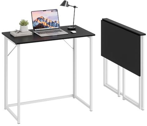 Dripex Folding Desk Foldable Small Computer Desk Writing Table for Small Place Easy Assembly, Black