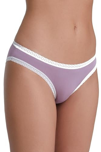 ALBERO NATUR Damen Slip Spitze Bio-Baumwolle Bikinislip Unterwäsche Unterhose (DE/NL/SE/PL, Alphanumerisch, S, Regular, Regular, Flieder)