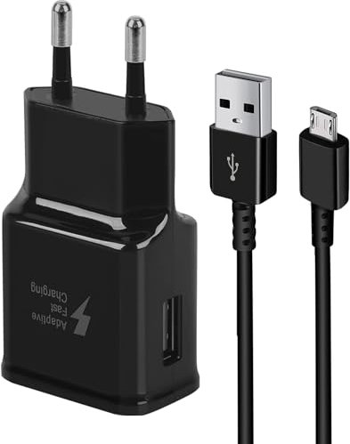 L2M1 Caricatore Caricabatterie Ricarica Rapida Nero Spina con Cavo per Samsung Galaxy J2 Core / J2 Pro 2018 / J3 2018 / J4 / J4 Core / J4+ Plus Più / J6 / J6+ Plus Più