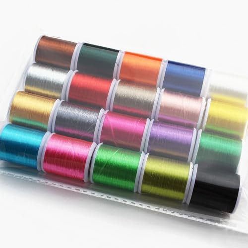 Tigofly 20 colori 40 metri di filo interdentale per legare mosche 300D filati setosi per salmone, trote e pesca a mosca, materiali per legare lenze