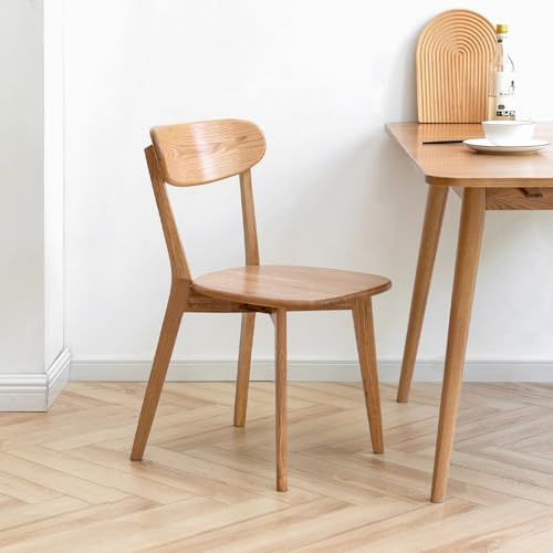 Vadisun Oak Dining Chairs, Kitchen Chairs, 100% Solid Wood Modern Dinner Chair with Curved Backrest, Dining Room Chair for Kitchen, Living Room, Study (1PK, Natural)