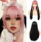 Siudus Rosa und Schwarz Lange Gerade Perücke mit Bangs Frauen Zwei Ton Synthetische Hitzebeständige Faser Perücke für Tägliche Cosplay Halloween Verwendung