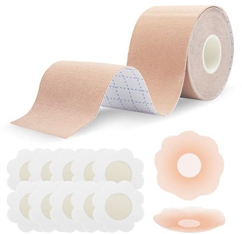 Baxcdyswe Reggiseno Adesivo Push Up, Coppe Adesive Seno, Boob Tape con 1 Paia Riutilizzabile Push Up Adesivo Invisibile Reggiseno, Tape Seno Usato per Torace Riunito Prevenire Il Rilassamento Toracico