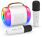 Micro Karaoke Enfant avec 2 Microphones, Mini Karaoke Machine Portable sans Fil, Convient aux Enfants et Aux Adultes, avec des Lumières LED et des Effets de Changement de Voix