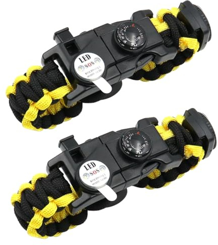 Sarini STÜCKE Berg Camping Verstellbares Armband Outdoor Survival Paracord Geflochtenes Armband Kompass LED Notfall Lebensrettende Handschlaufe