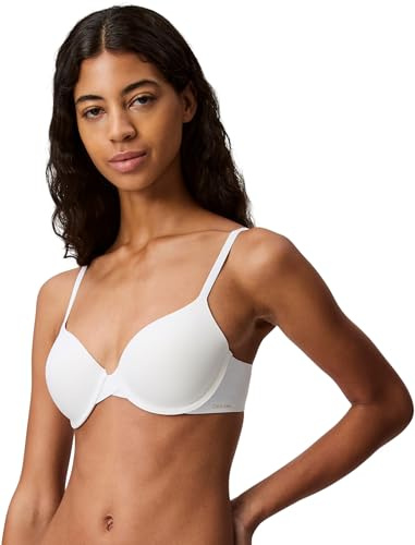 Calvin Klein Damen Plunge BH Lightly Lined Größenverstellbar, Weiß (White), 75B