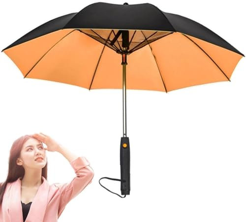 Weyot Paraguas 3 En 1 con Ventilador, Paraguas con Ventilador Y Rociador De Niebla, Sombrilla De Verano Recargable por USB, Sombrilla con Ventilador Y Señor,Orange