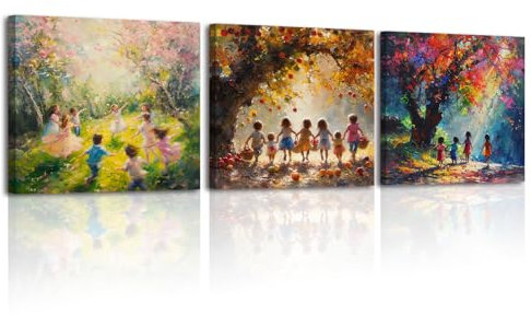 PIY PAINTING Arte Murale Su Tela Del Moderno, Quadri d'Arte, Tela Dipinto Decorazione Per La Casa Per Camera Da Letto Ufficio Bagno, Con Cornice Interna, Set Da 3, 30x30CM/(90x30 CM)