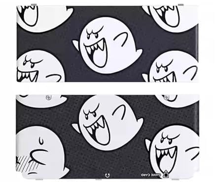 Limited for New3DS Extra Faceplate Shell Replacement Black/White Ghost, for New 3DS Small Handheld Game Console, DIY Boo-Boo Edition Top & Bottom Back Cover Plates Outer Coverplate 2 PCS