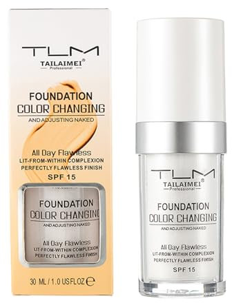 Colour Changing Foundation for Mature Skin, Full Coverage Face Foundation, Concealer, Moisturizer Skincare, Long Lasting Waterproof Universal Shade for All Skin Types