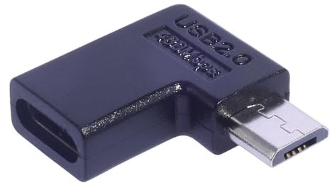 MLWSKERTY Adattatore di ricarica USB ad angolo di 90 gradi MicroUSB al convertitore TypeC per vari dispositivi 480Mbps trasmissione dati
