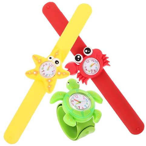VALICLUD 3stücke Junge Mädchen Slap-uhren Mit Niedlichen Meerestier-motiven Digitale Armbanduhren Aus Sicherem Kunststoff Leichte Und Langlebige Kinderarmbanduhren Bunte Zufällige Farben Fü