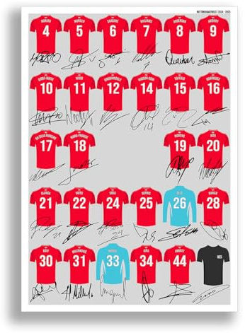 Mounted Gifts Trading Nottingham Forest team squad 2024-2025 Signed poster print framed picture photo autograph gift 24/25 Gibbs-White Yates (A4 poster only)