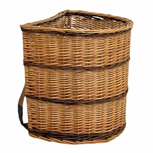 Gerla Vimini Grande con Tracolle 52x38 h48 cm — Cesto Portalegna Camino, Raccolta Funghi e Castagne, Cesto Giardino — Zaino Spalla Rustico
